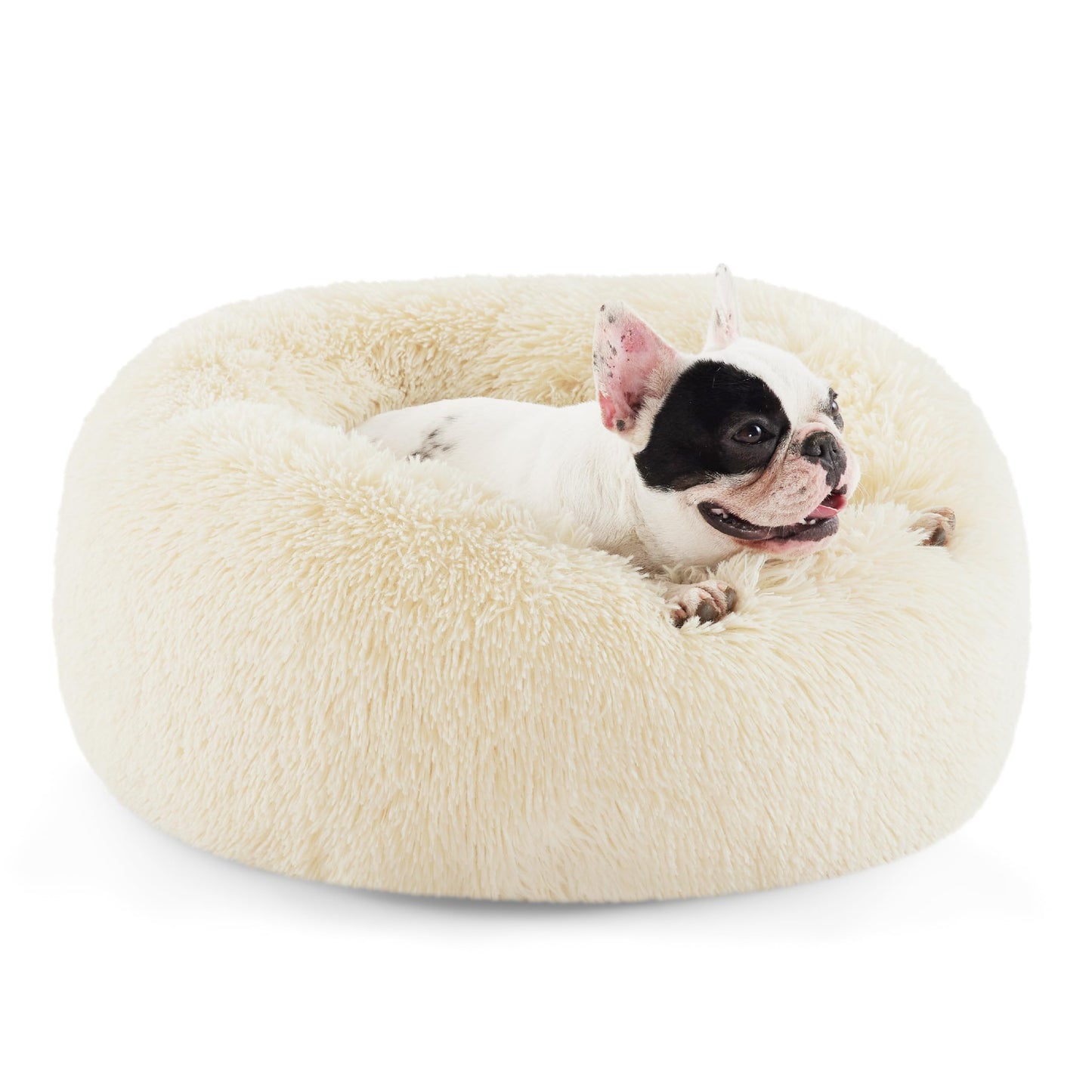 Calming Donut Dog Bed Faux Fur Anti Slip Washable