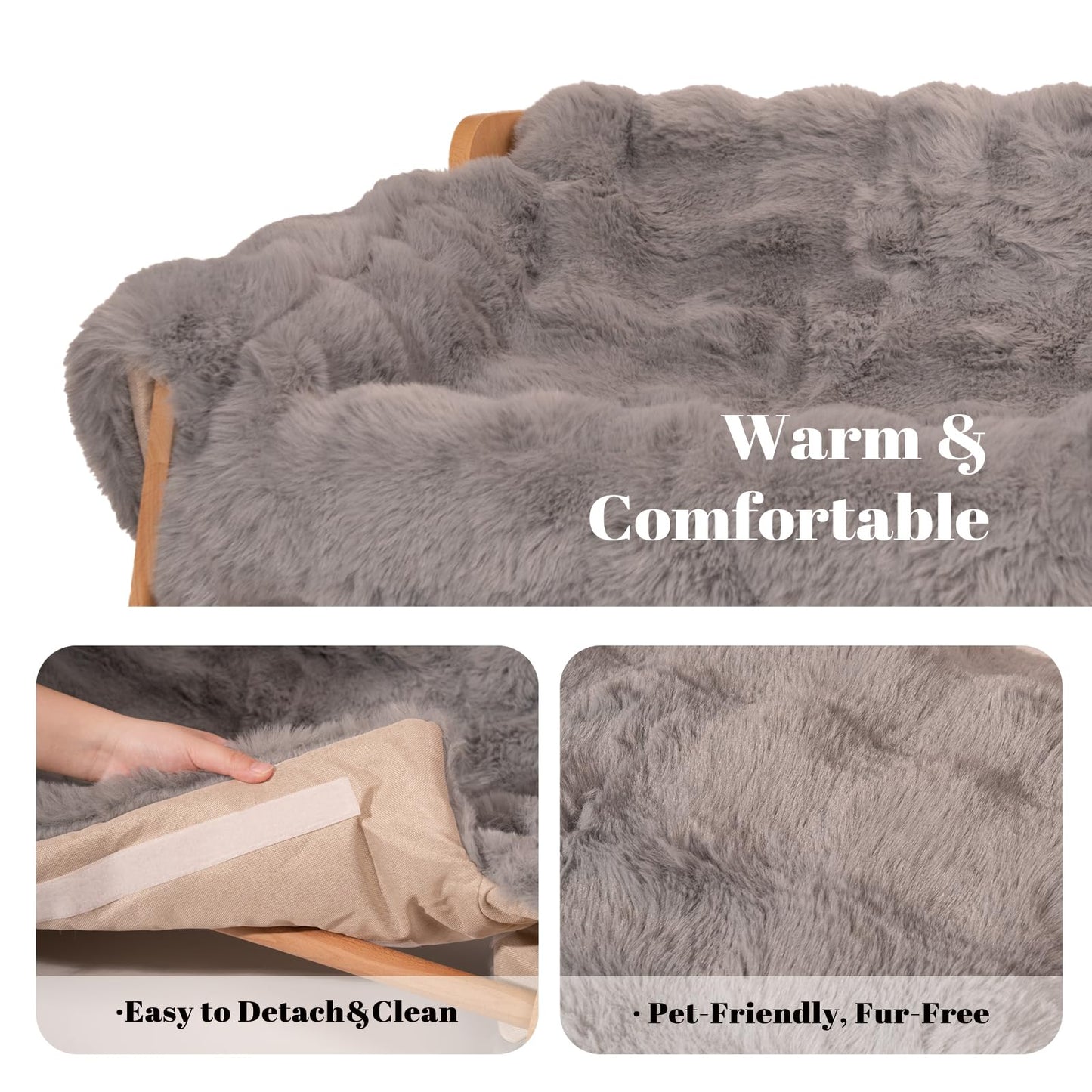 Elevated Cat Couch Bed Wooden Sofa with Washable Cover