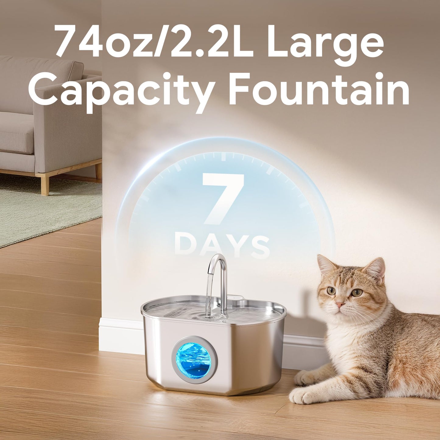 Stainless Steel Cat Water Fountain Ultra Quiet