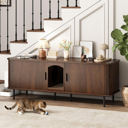 Hidden Cat Litter Box Furniture Cabinet with Scratcher