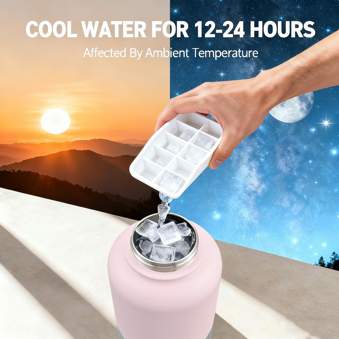 Insulated Dog Water Bottle with Dual Bowls 32oz
