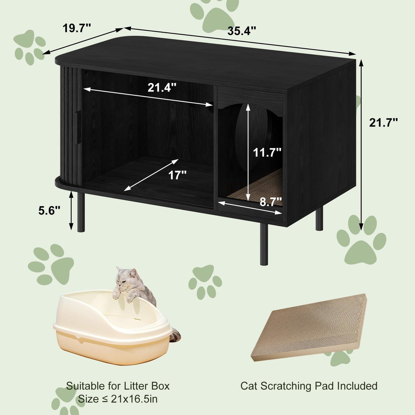 Hidden Cat Litter Box Furniture Cabinet with Scratcher