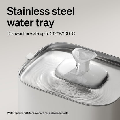 Cordless Cat Water Fountain WiFi App 3L Stainless Steel