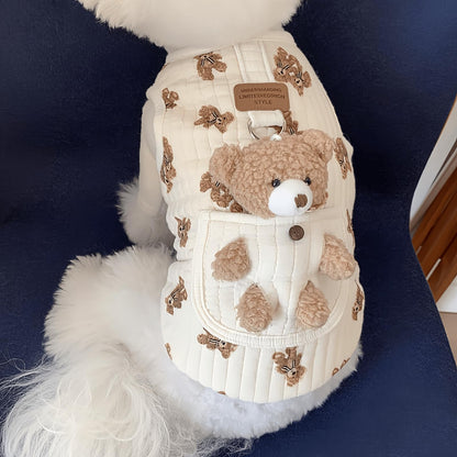Bear Cartoon Dog Clothes Sleeveless Pullover