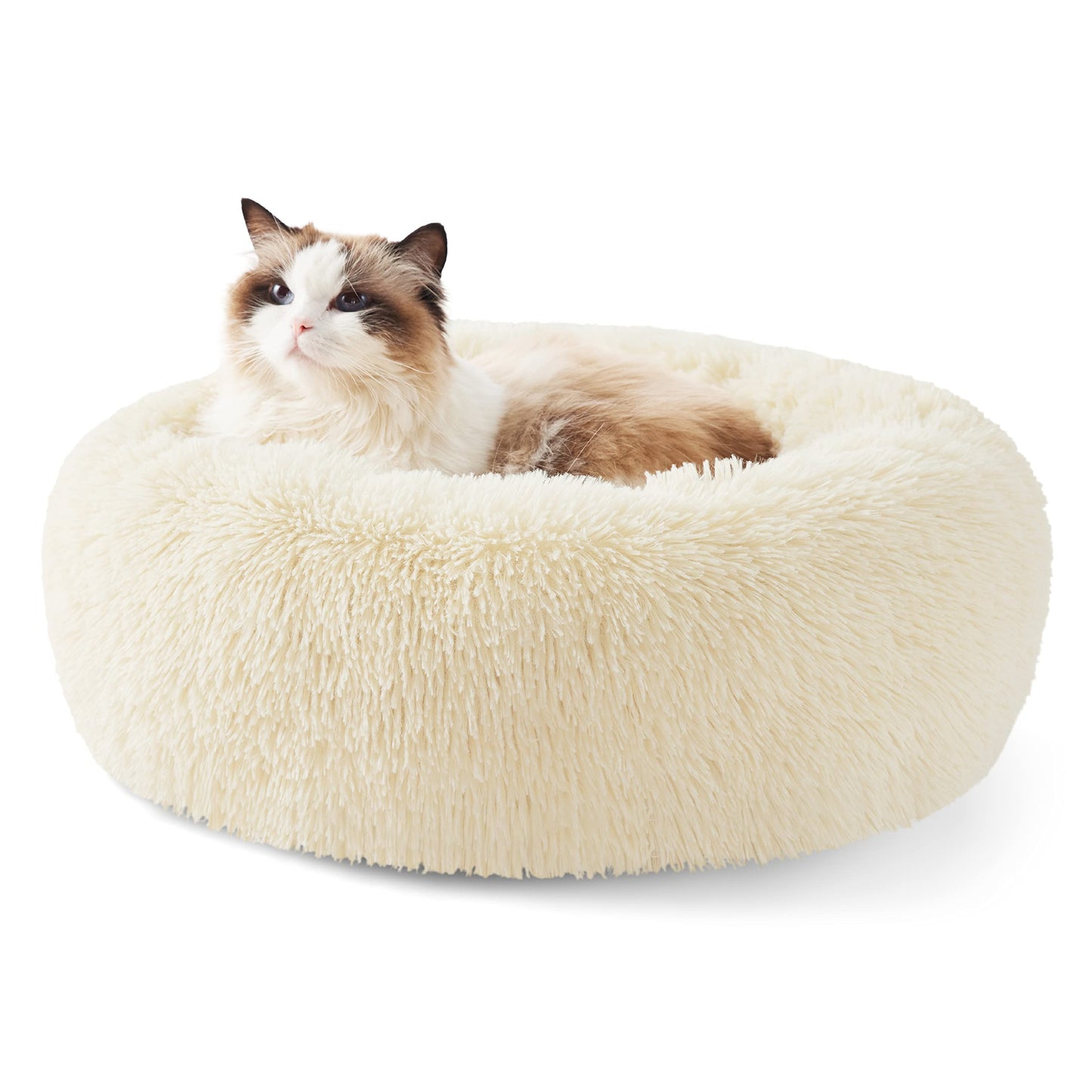 Calming Donut Dog Bed Faux Fur Anti Slip Washable