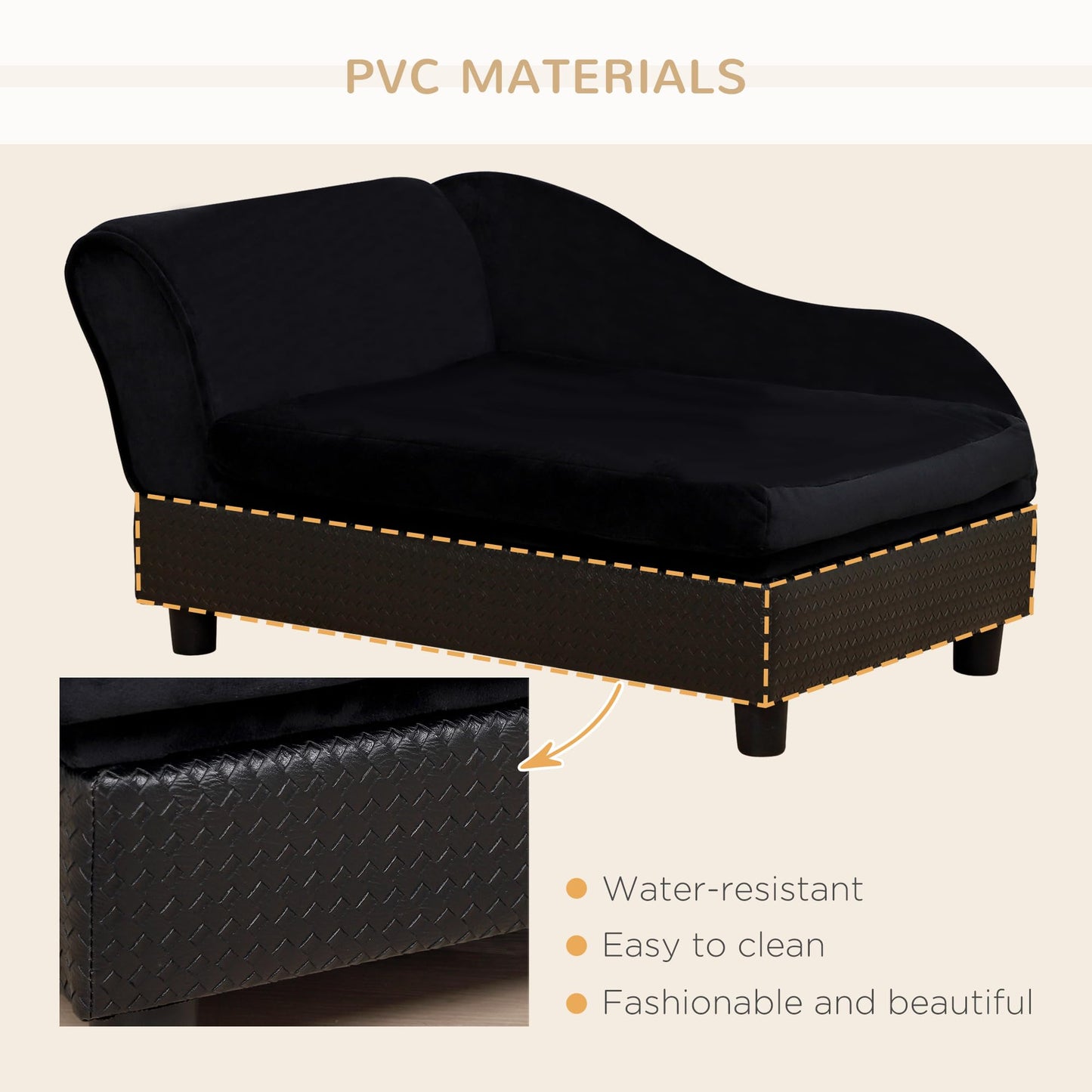 Luxury Dog Sofa Bed with Hidden Storage Foam Cushion