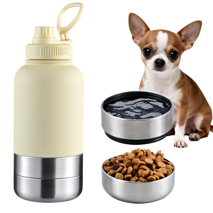 Insulated Dog Water Bottle with Dual Bowls 32oz