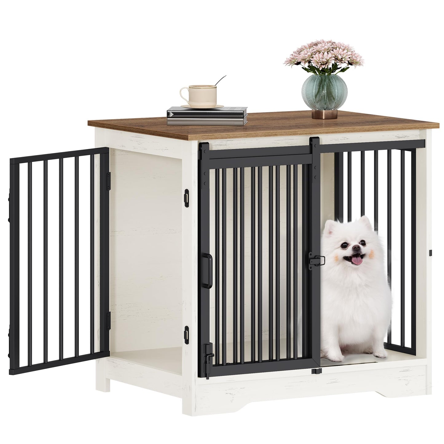 Dog Crate Furniture with Barn Door Heavy Duty Indoor