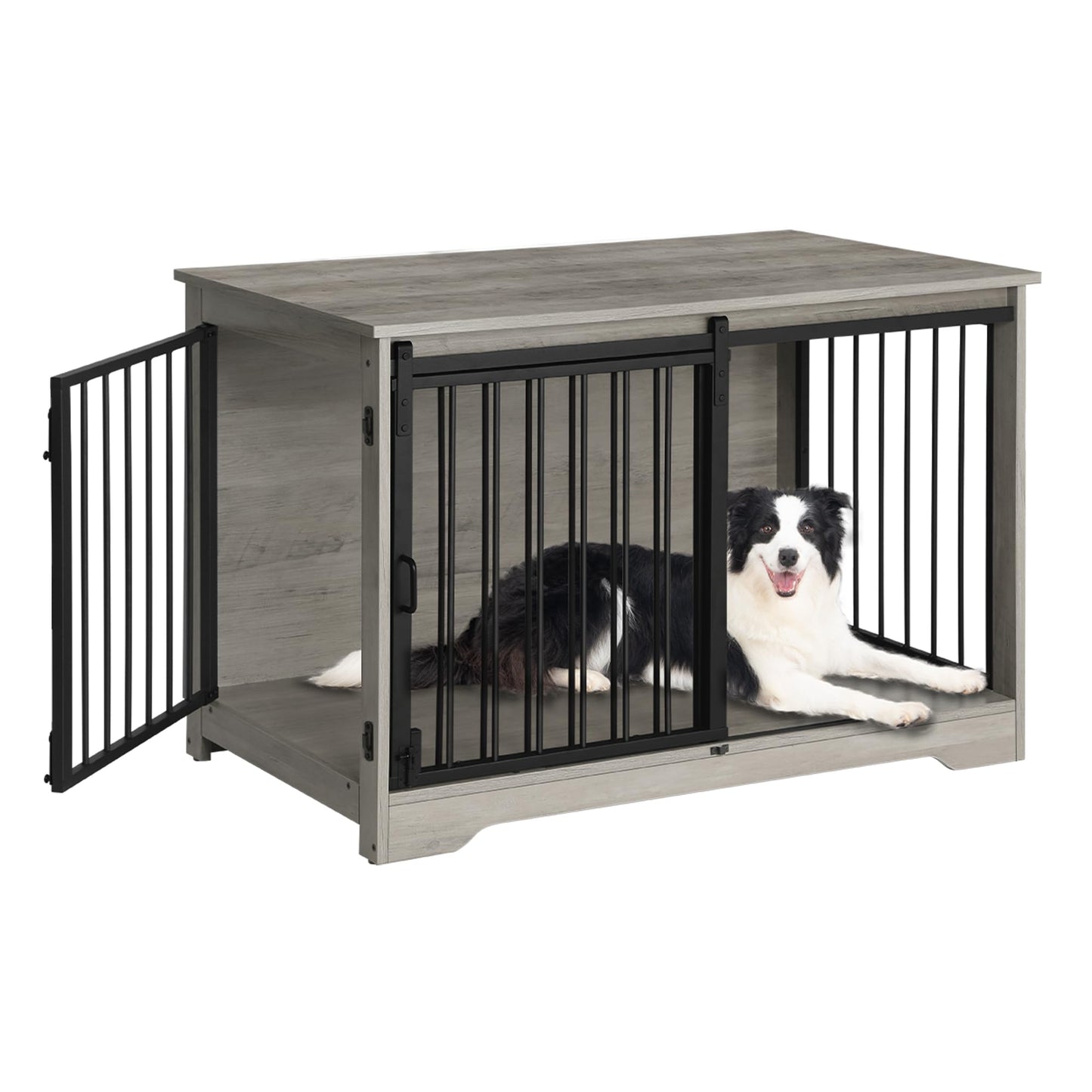 Dog Crate Furniture with Barn Door Heavy Duty Indoor