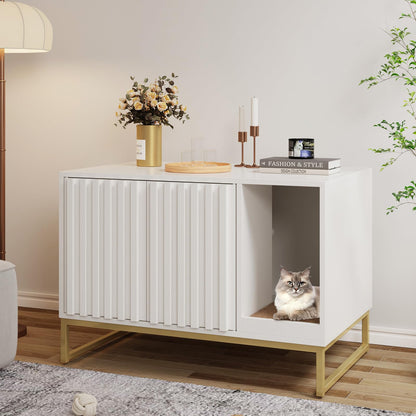 Hidden Cat Litter Box Enclosure Furniture Bench Cabinet