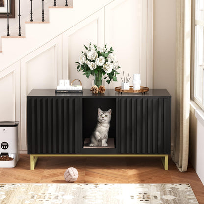 Hidden Cat Litter Box Enclosure Furniture Bench Cabinet