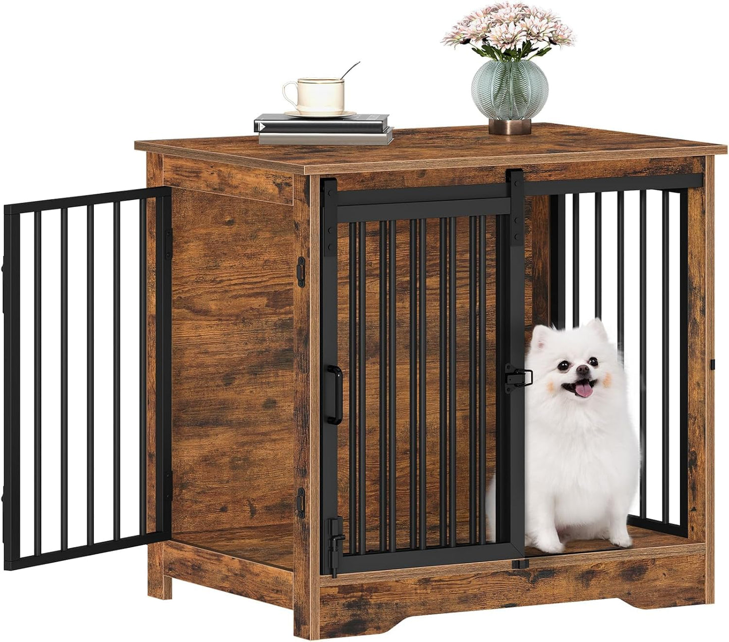 Dog Crate Furniture with Barn Door Heavy Duty Indoor