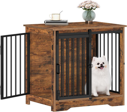 Dog Crate Furniture with Barn Door Heavy Duty Indoor