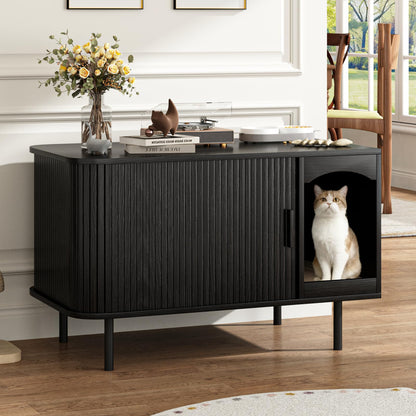 Hidden Cat Litter Box Furniture Cabinet with Scratcher