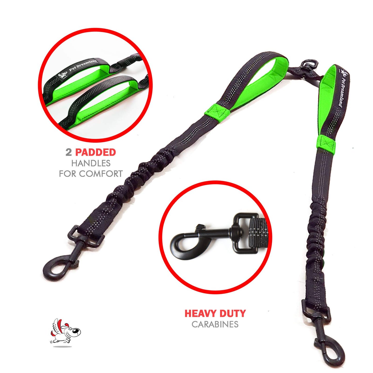 Double Dog Leash Coupler No Tangle Swivel