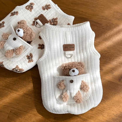 Bear Cartoon Dog Clothes Sleeveless Pullover