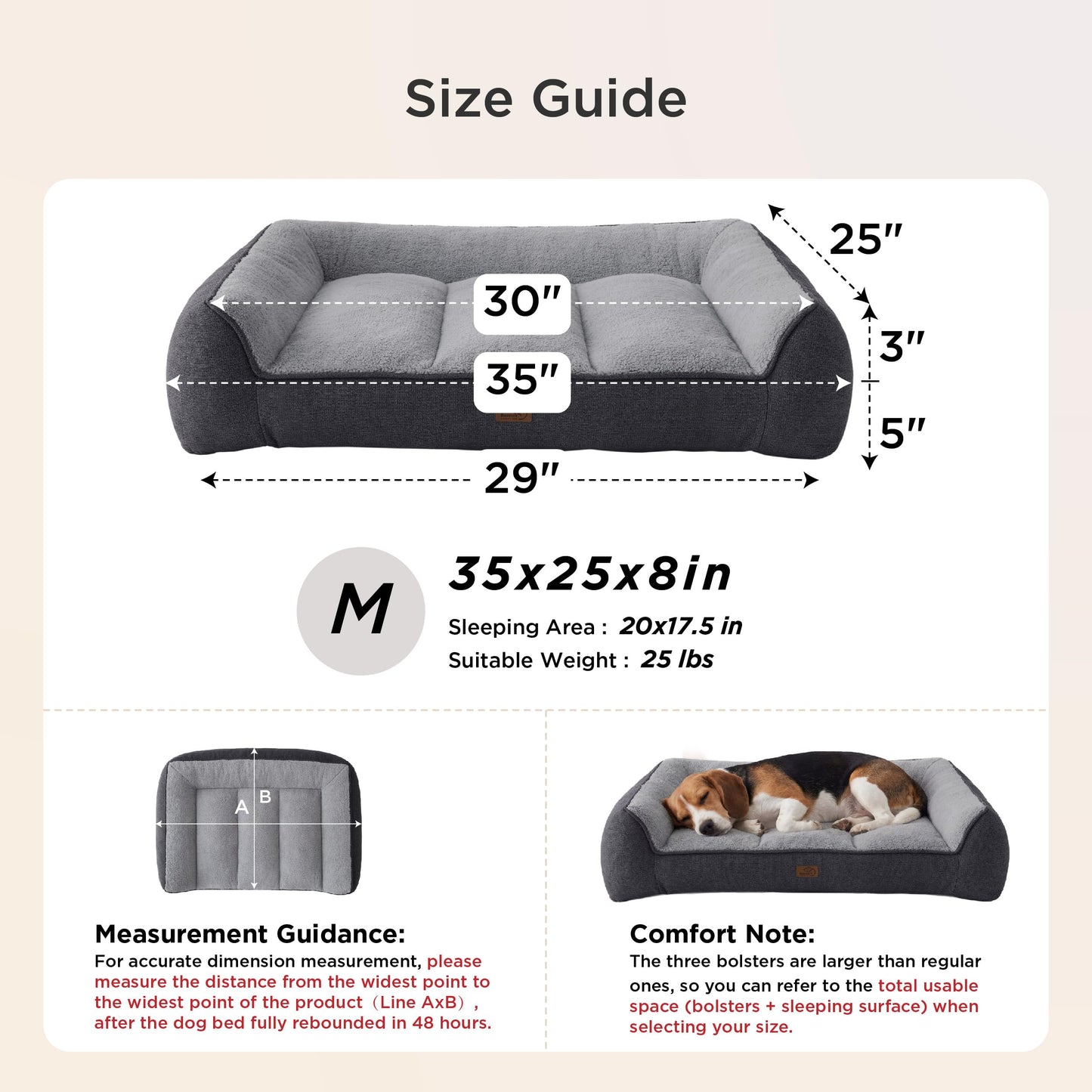 Orthopedic Large Dog Bed Extra Thick Waterproof Plush