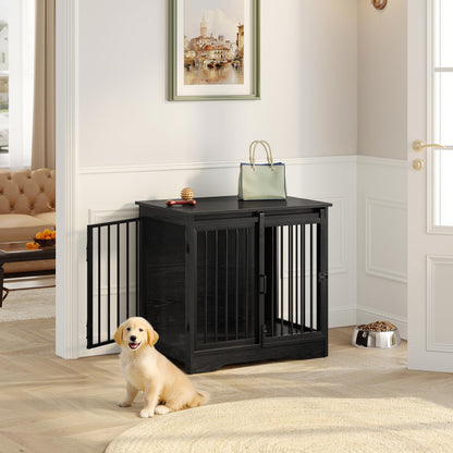 Dog Crate Furniture with Barn Door Heavy Duty Indoor