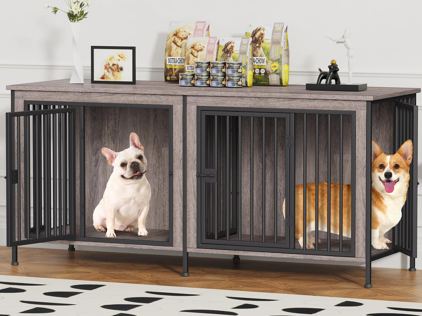 Dog Crate Furniture TV Stand Single or Double Kennel