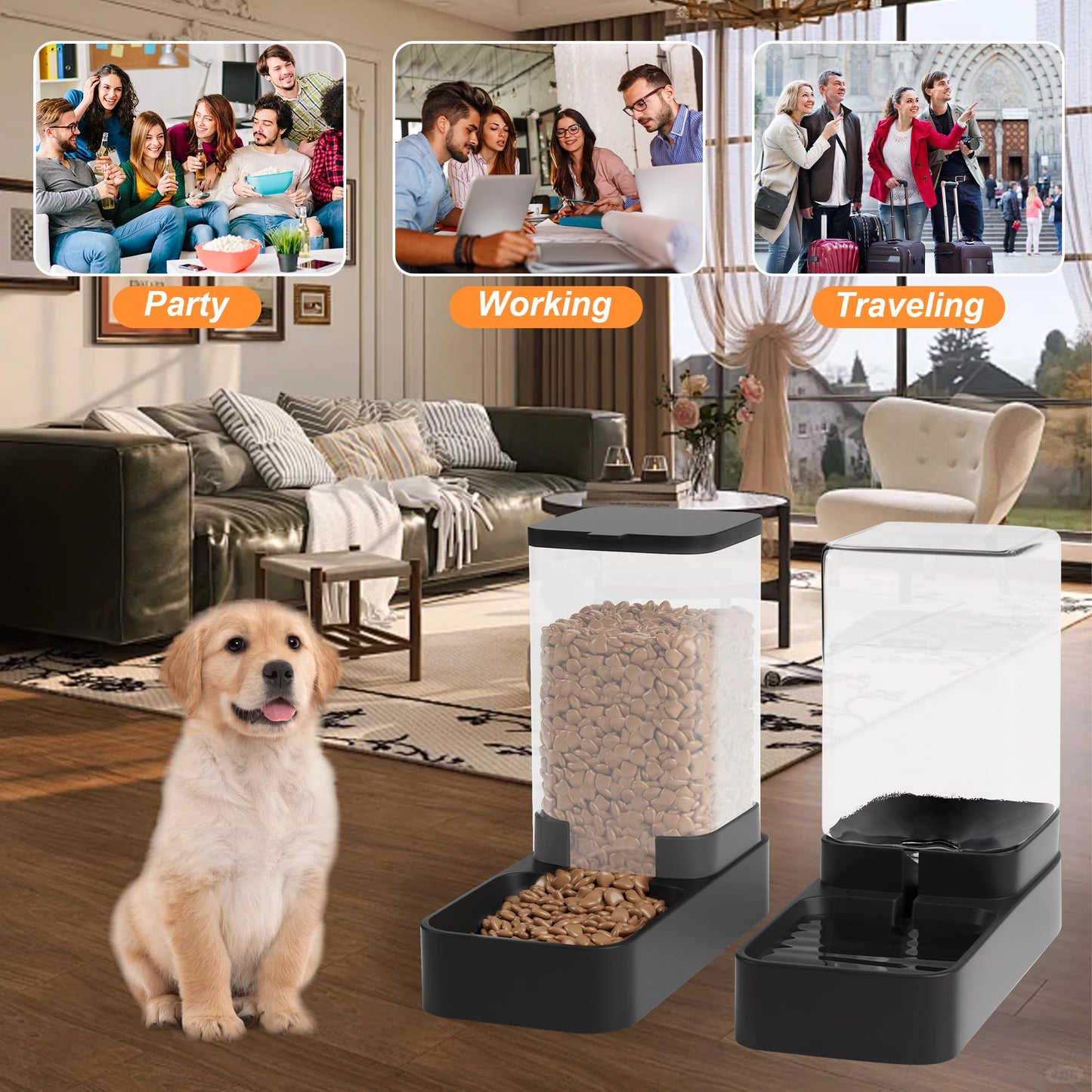 Automatic Pet Feeder & Water Dispenser Set