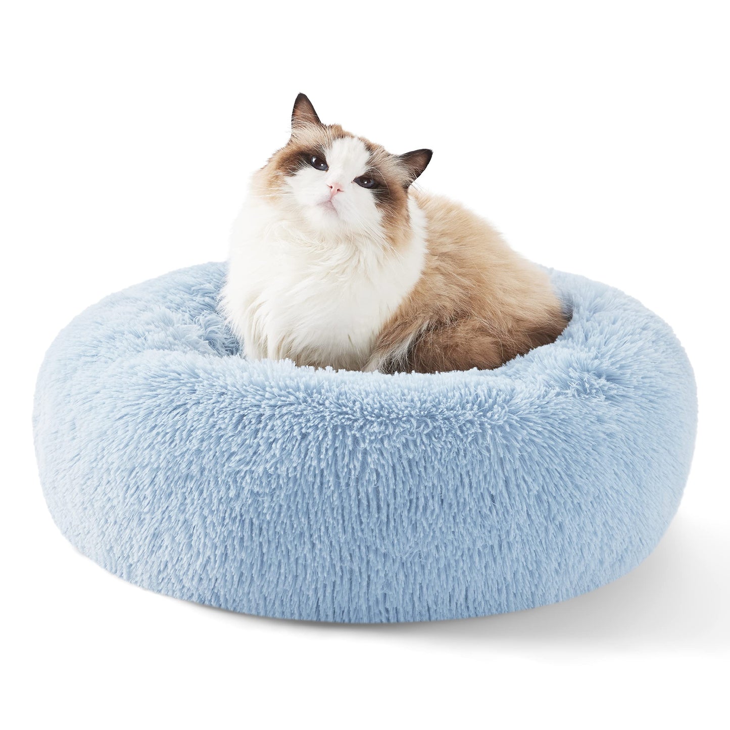 Calming Donut Dog Bed Faux Fur Anti Slip Washable