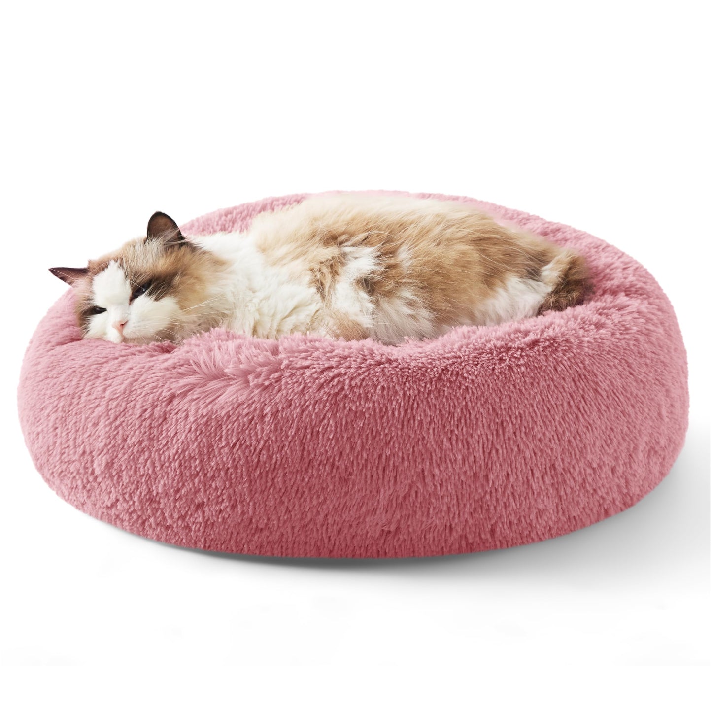 Calming Donut Dog Bed Faux Fur Anti Slip Washable