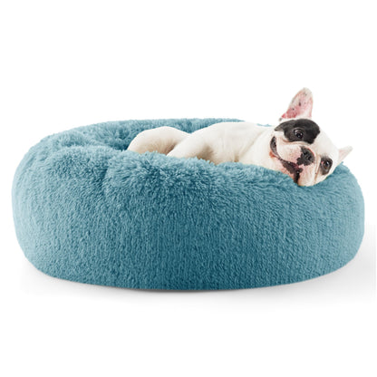 Calming Donut Dog Bed Faux Fur Anti Slip Washable