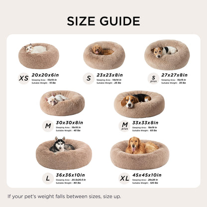 Calming Donut Dog Bed Faux Fur Anti Slip Washable