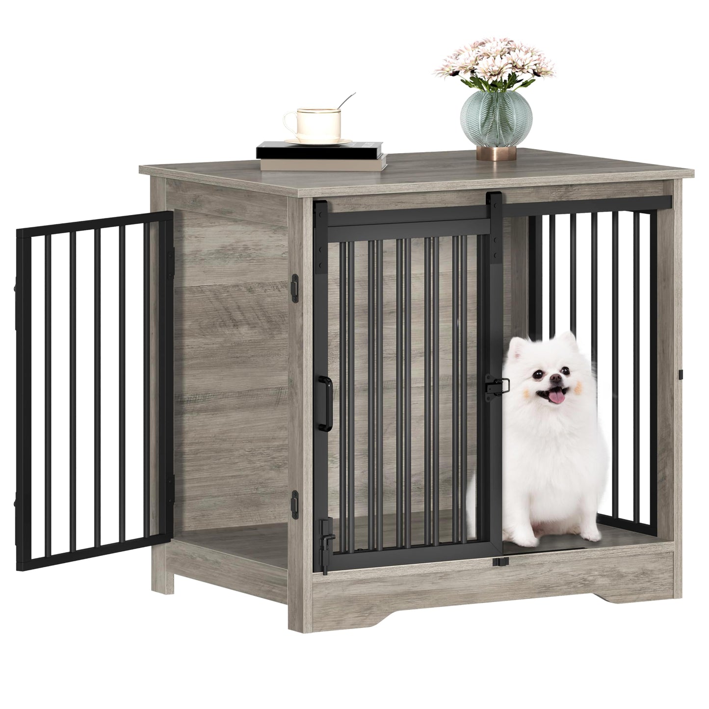 Dog Crate Furniture with Barn Door Heavy Duty Indoor