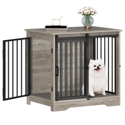 Dog Crate Furniture with Barn Door Heavy Duty Indoor