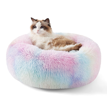 Calming Donut Dog Bed Faux Fur Anti Slip Washable