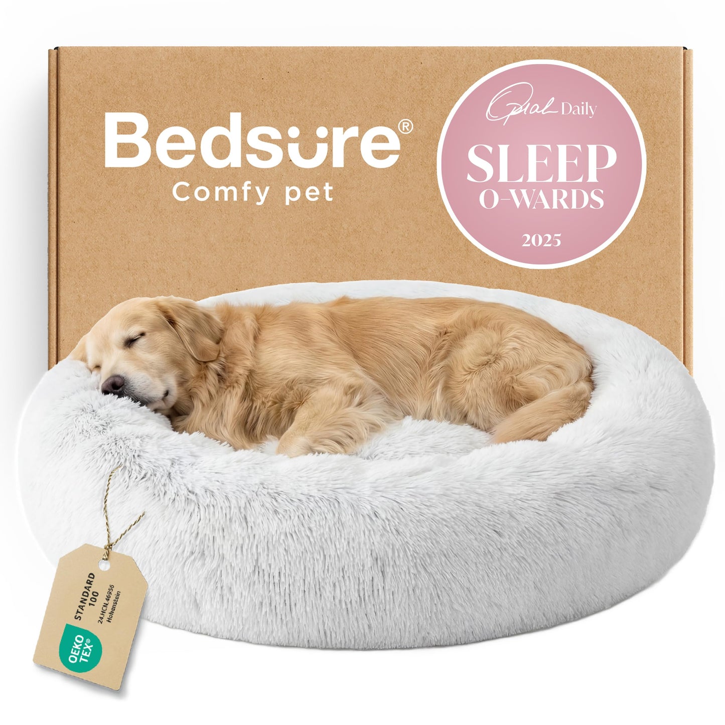 Calming Donut Dog Bed Faux Fur Anti Slip Washable
