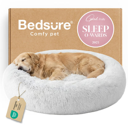 Calming Donut Dog Bed Faux Fur Anti Slip Washable