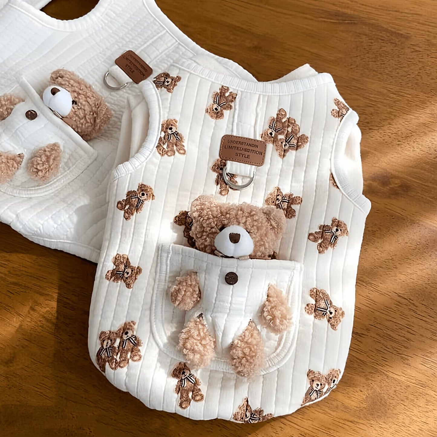 Bear Cartoon Dog Clothes Sleeveless Pullover
