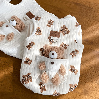 Bear Cartoon Dog Clothes Sleeveless Pullover