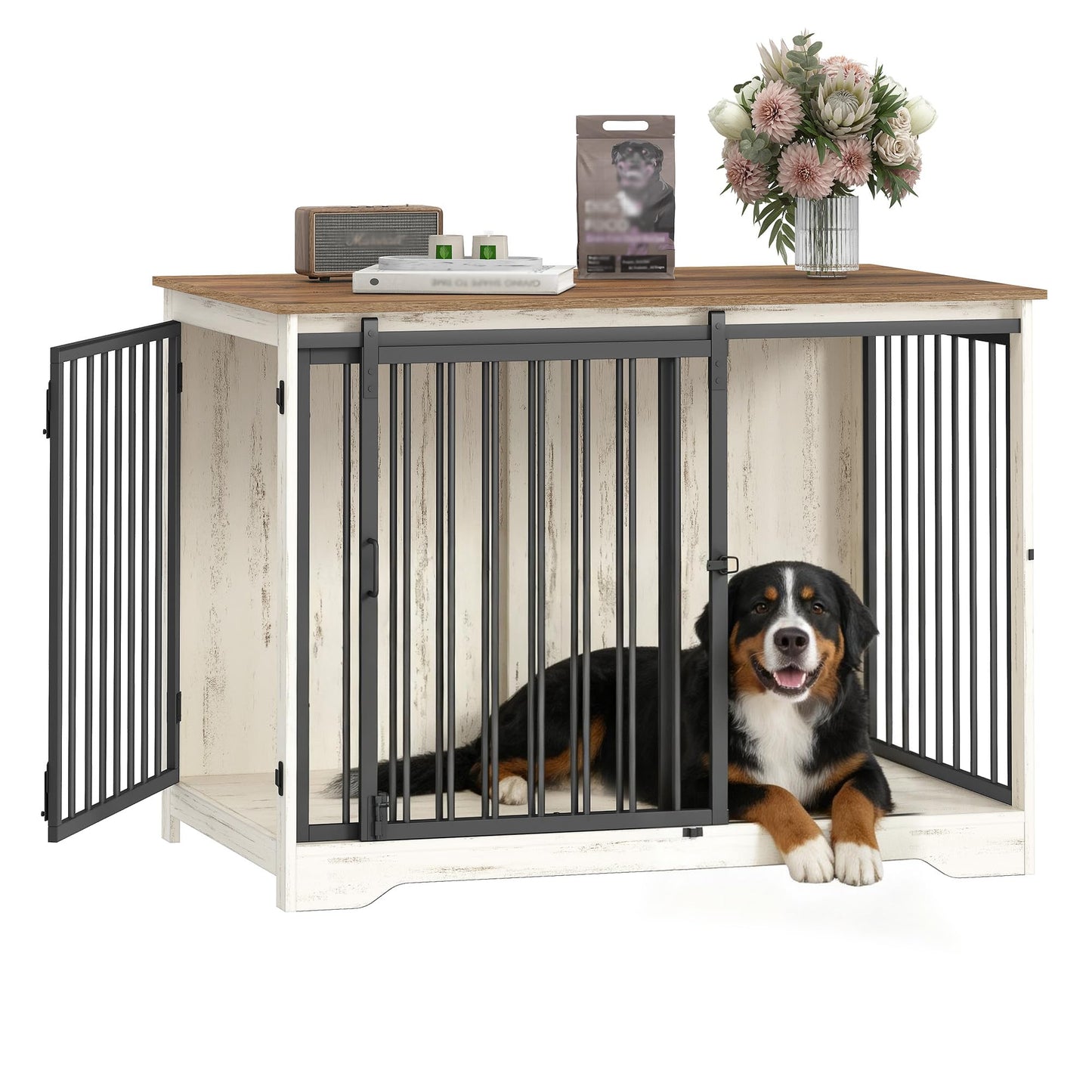 Dog Crate Furniture with Barn Door Heavy Duty Indoor