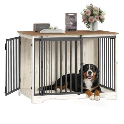 Dog Crate Furniture with Barn Door Heavy Duty Indoor