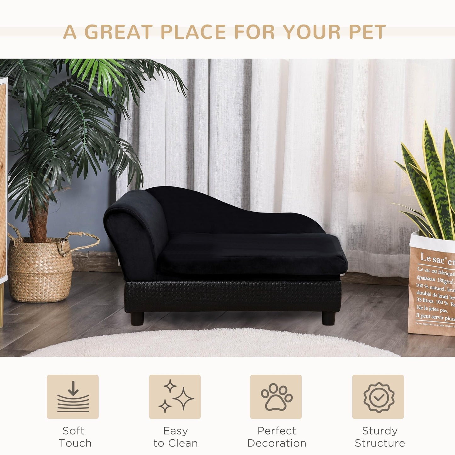 Luxury Dog Sofa Bed with Hidden Storage Foam Cushion