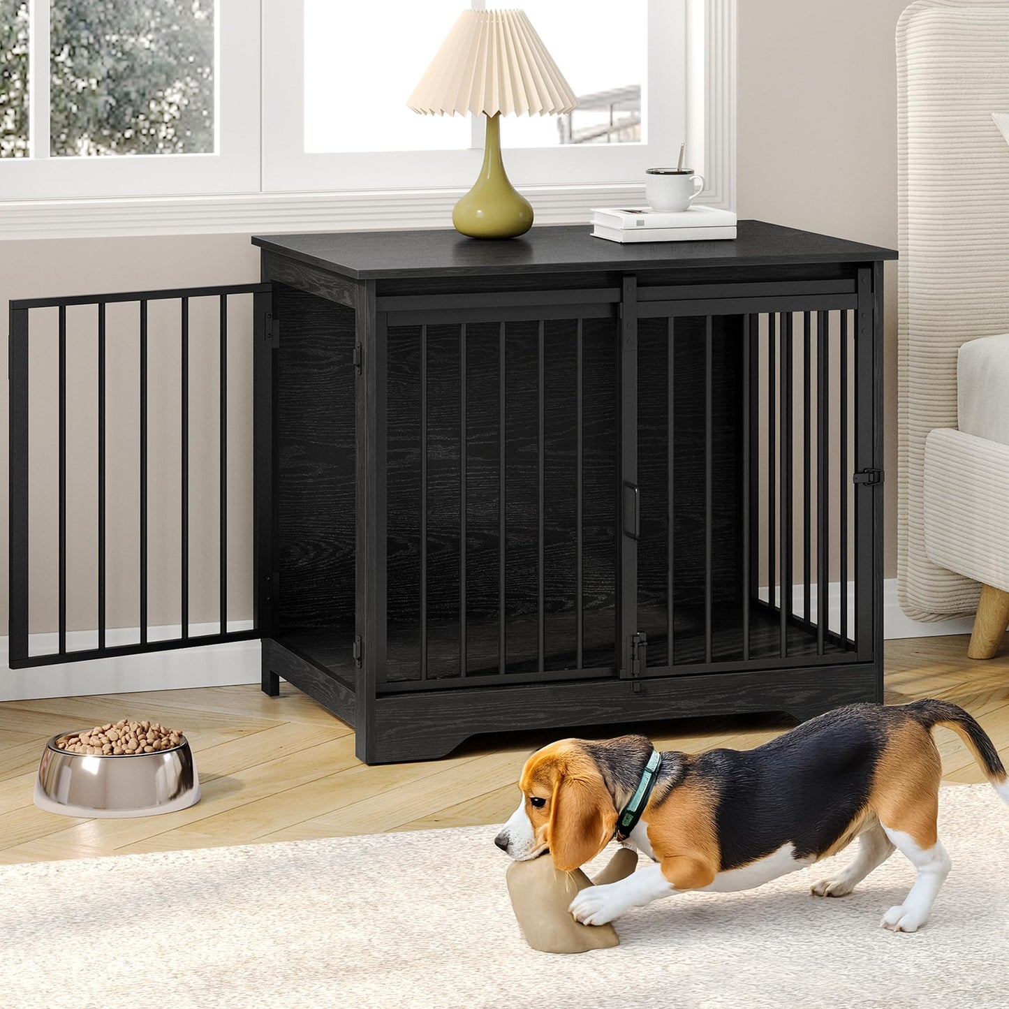 Dog Crate Furniture with Barn Door Heavy Duty Indoor