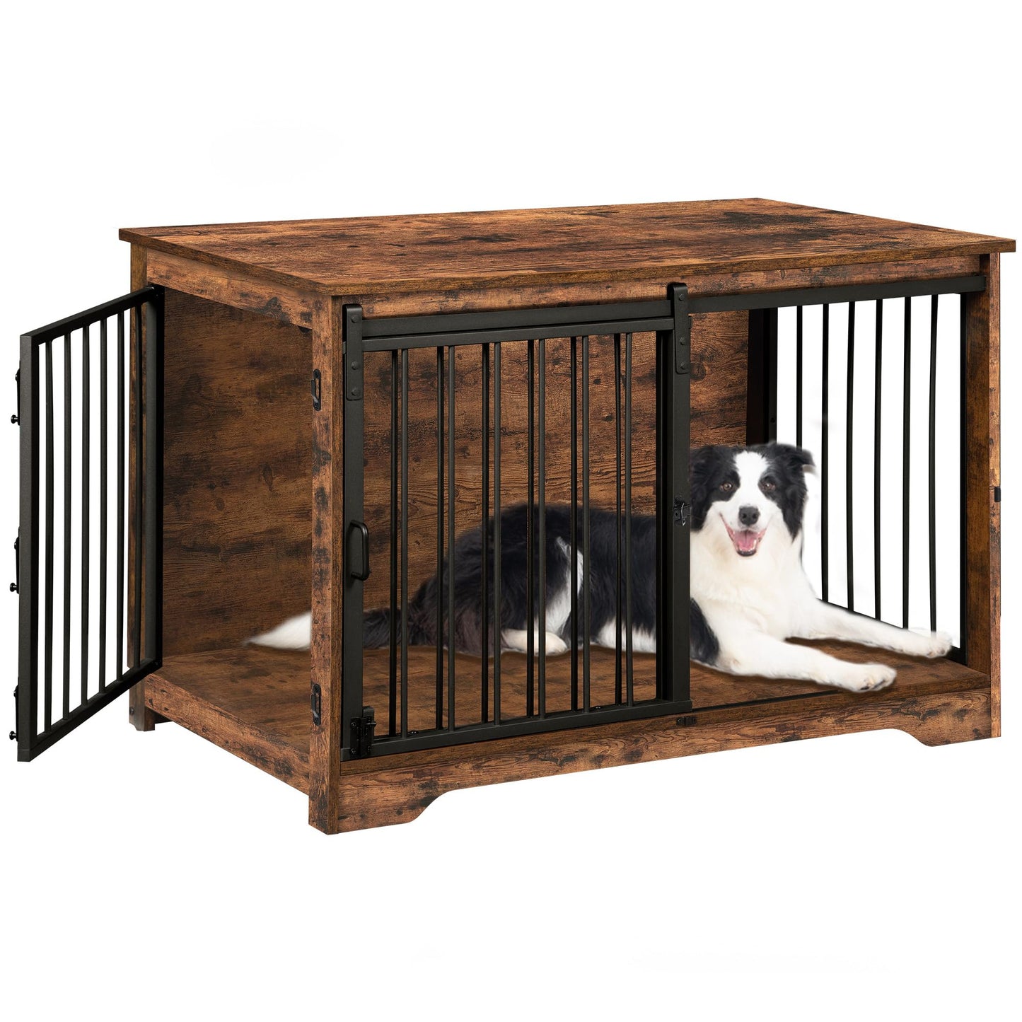 Dog Crate Furniture with Barn Door Heavy Duty Indoor
