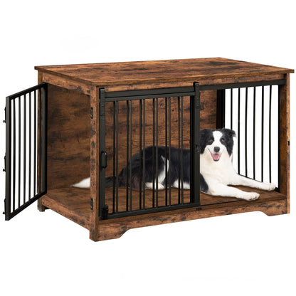 Dog Crate Furniture with Barn Door Heavy Duty Indoor
