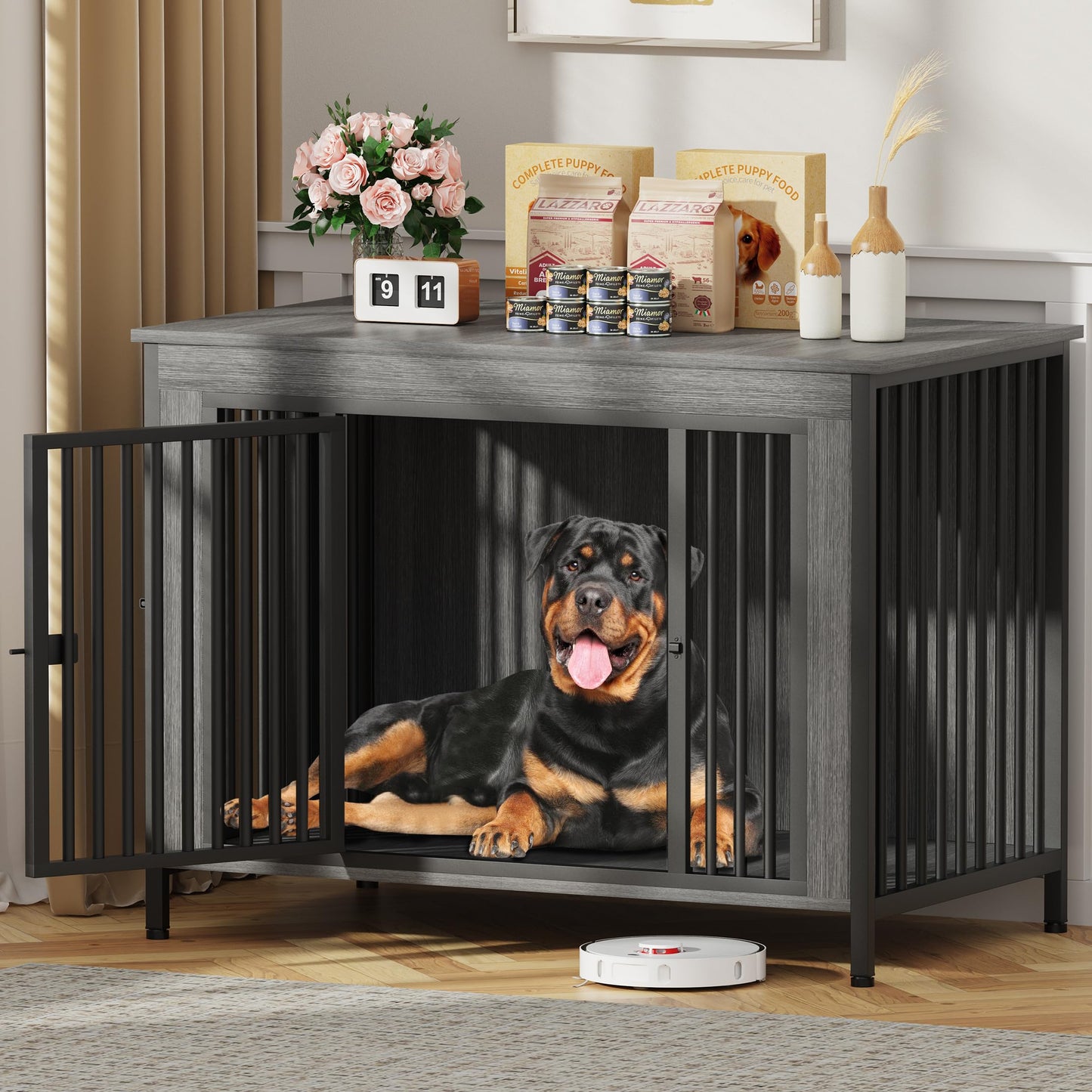 Dog Crate Furniture TV Stand Single or Double Kennel