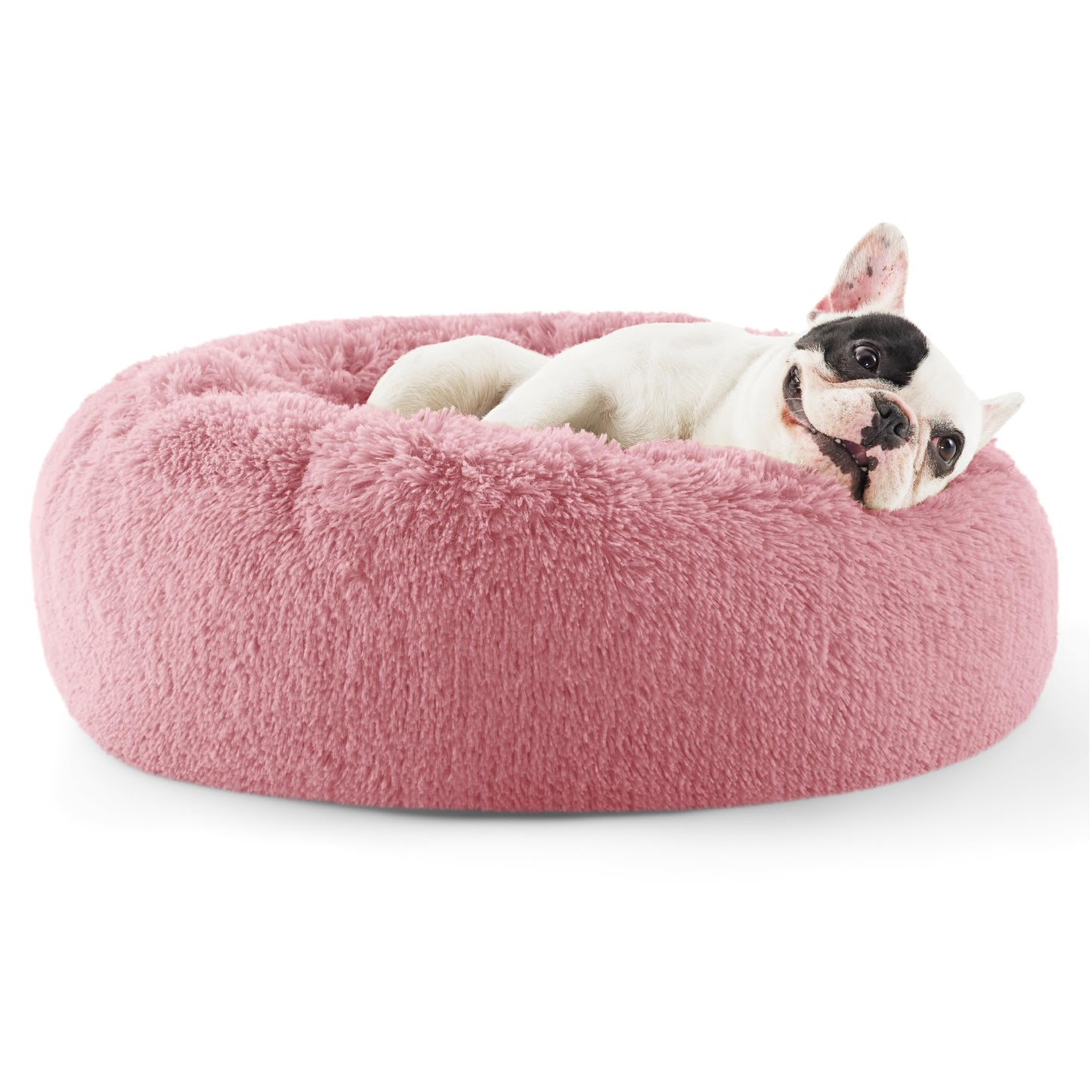 Calming Donut Dog Bed Faux Fur Anti Slip Washable