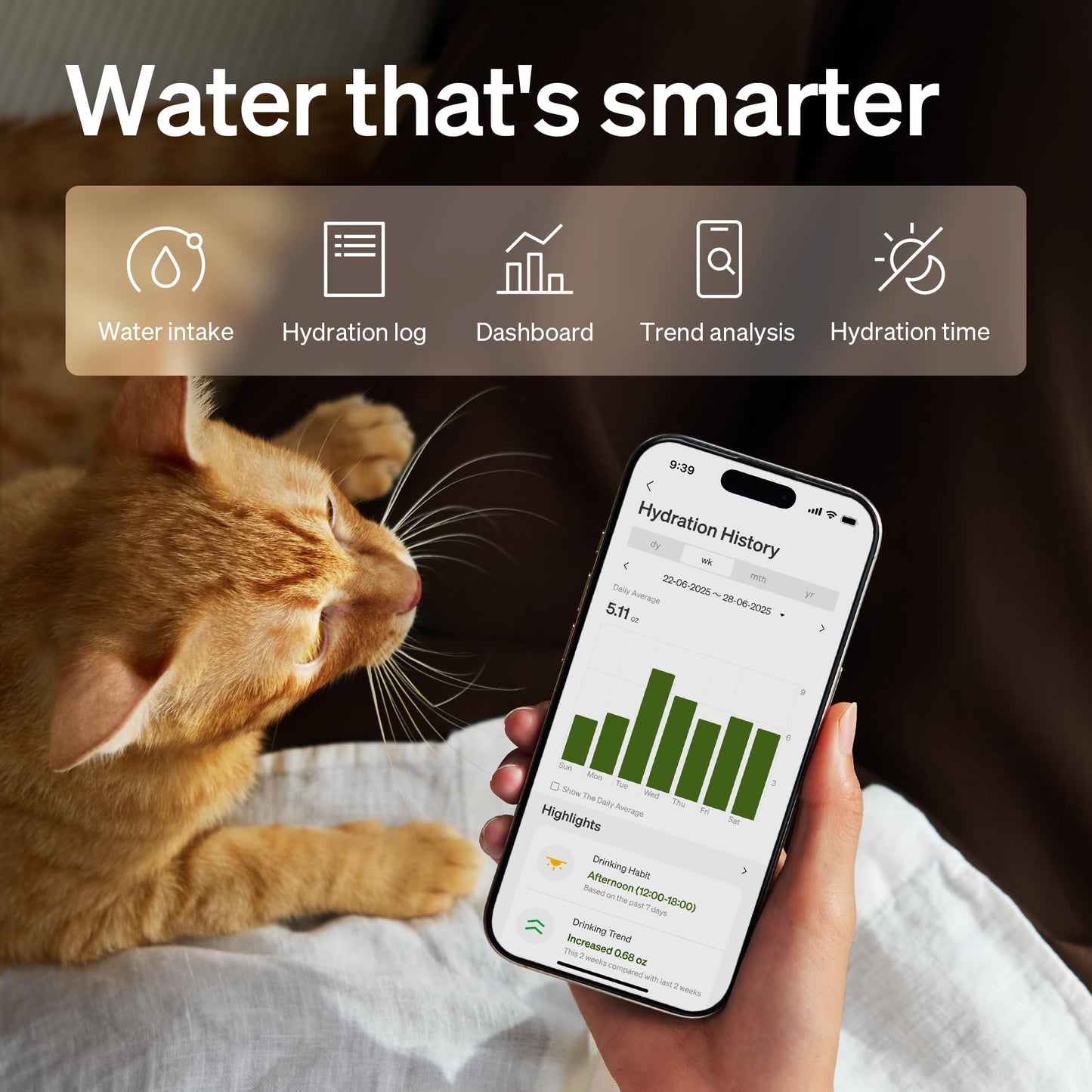 Cordless Cat Water Fountain WiFi App 3L Stainless Steel