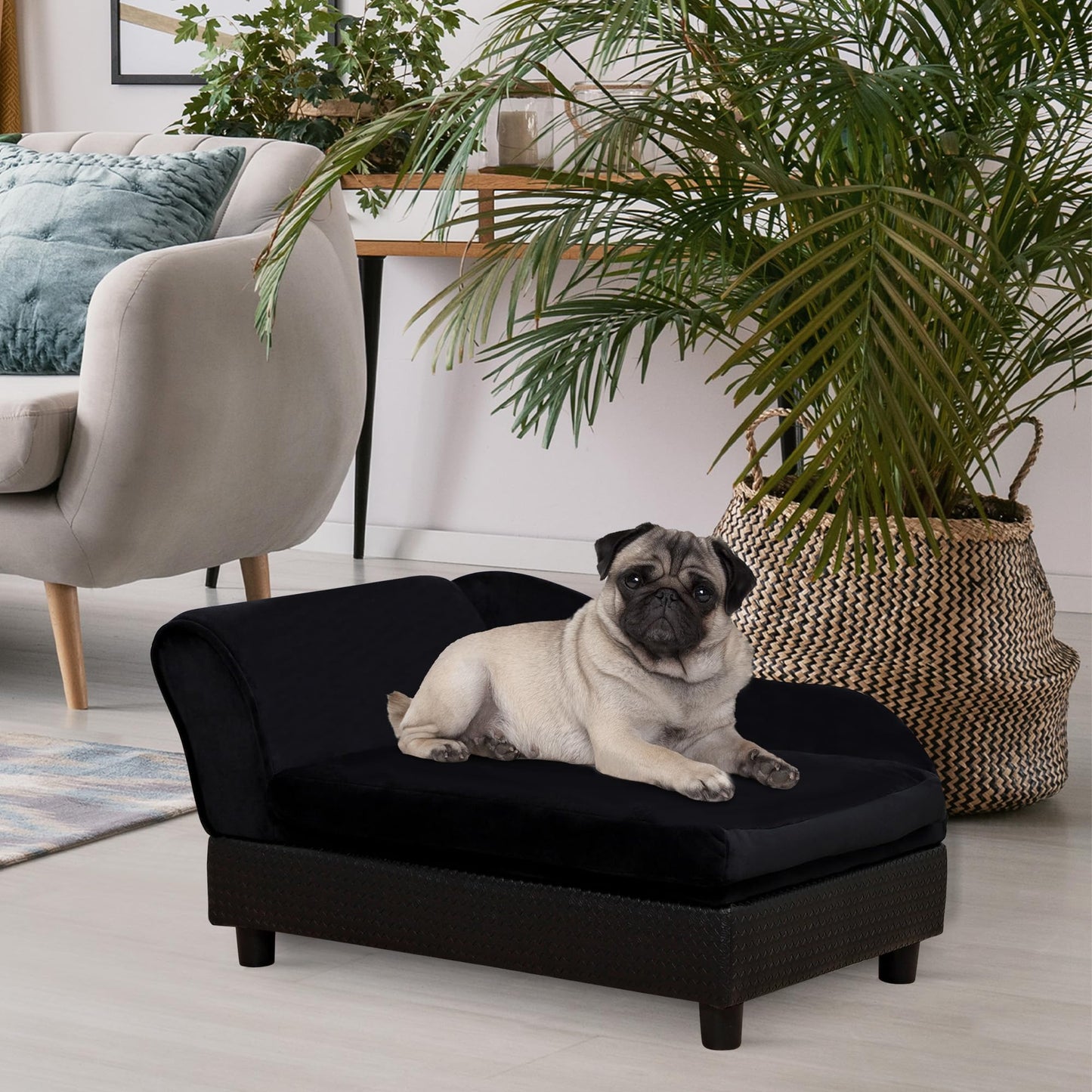 Luxury Dog Sofa Bed with Hidden Storage Foam Cushion