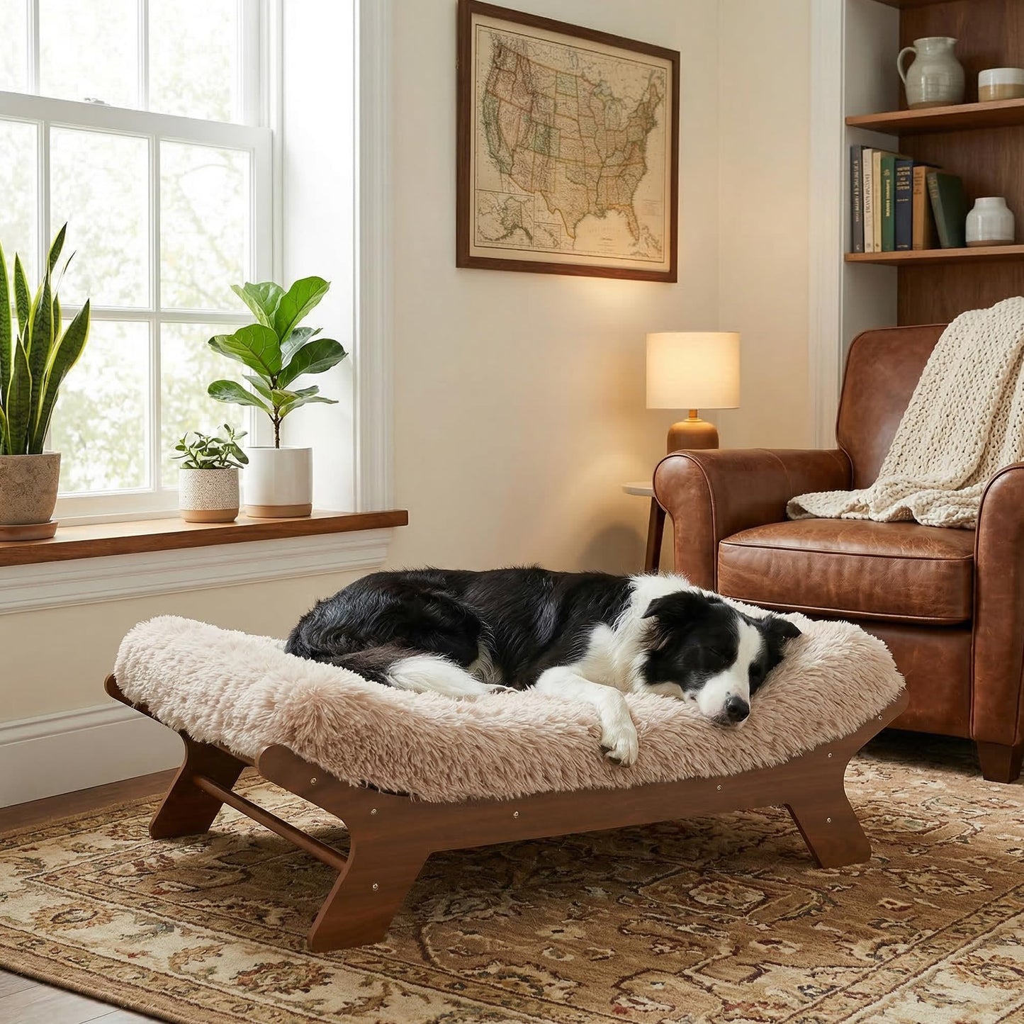 Wood Elevated Dog Bed Frame and Egg Crate Foam Mattress