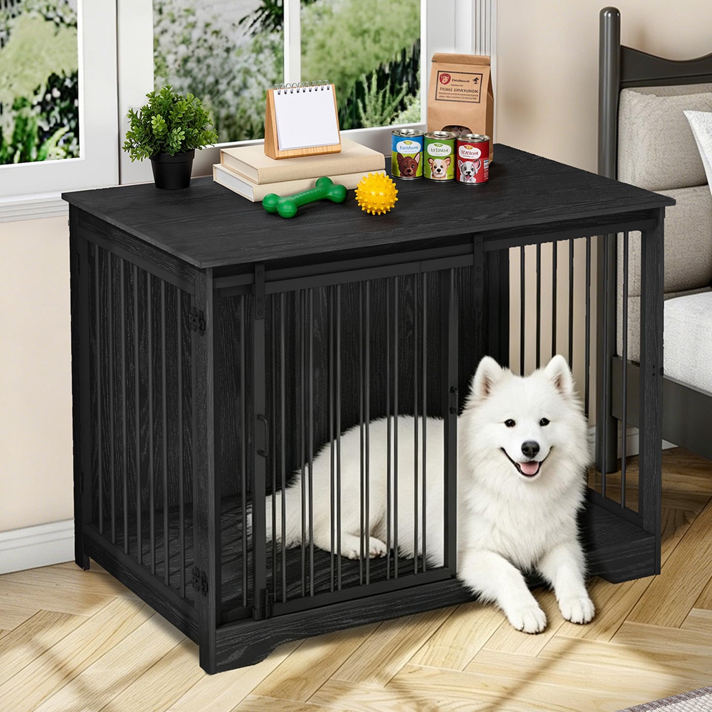 Dog Crate Furniture with Barn Door Heavy Duty Indoor