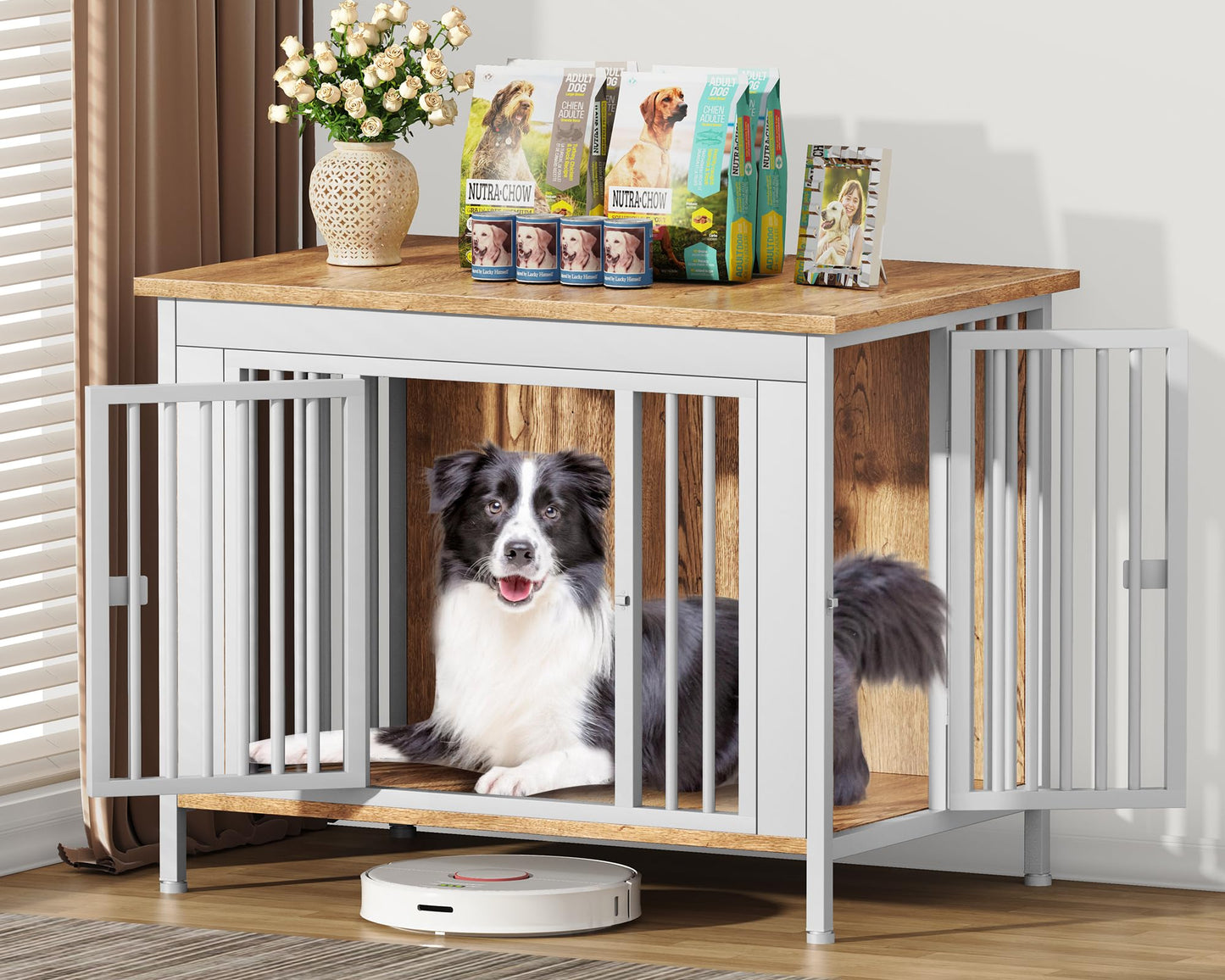 Dog Crate Furniture TV Stand Single or Double Kennel
