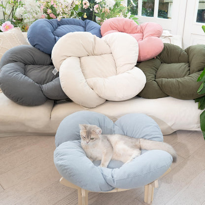 Elevated Wooden Cat Bed Sofa with Cushion Lounge Chair