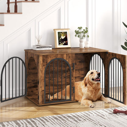 Wooden Dog Crate Furniture Indoor Kennel End Table TV Stand